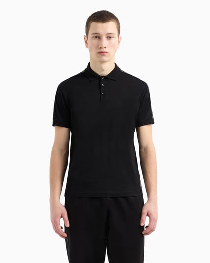 Ea7 Ea7 Erkek Regular Fit Omuzları Şerit Çizgili Pamuklu Jarse Kısa Kollu Siyah Polo Yaka T-Shirt 7M000139 AF10375-UC001
