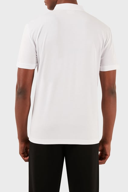 Ea7 Ea7 Erkek Slim Fit Kısa Kollu EA7 Logolu Fermuarlı Beyaz Polo Yaka T-Shirt 8NPF13 PJRGZ-1100