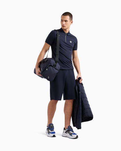 Ea7 Ea7 Erkek Slim Fit Kısa Kollu EA7 Logolu Fermuarlı Lacivert Polo Yaka T-Shirt 8NPF13 PJRGZ-1562