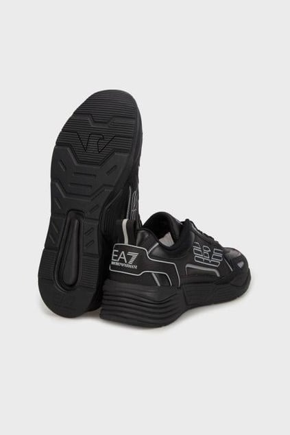 EA7 Ea7 Erkek Yüksek Rahat Taban Kartal Logolu Siyah-Gümüş Sneaker 7X000306 AF18446-MC032