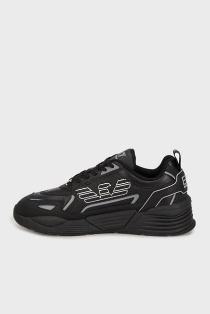 EA7 Ea7 Erkek Yüksek Rahat Taban Kartal Logolu Siyah-Gümüş Sneaker 7X000306 AF18446-MC032