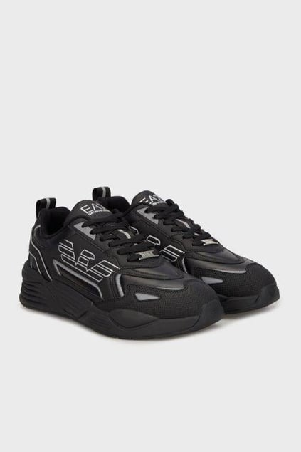 EA7 Ea7 Erkek Yüksek Rahat Taban Kartal Logolu Siyah-Gümüş Sneaker 7X000306 AF18446-MC032