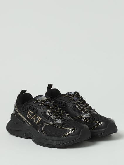 EA7 Ea7 Erkek Yüksek Taban Renk Geçişli File Detaylı Tasarımlı Siyah-Altın Sneaker X8X249 XK446-MZ177