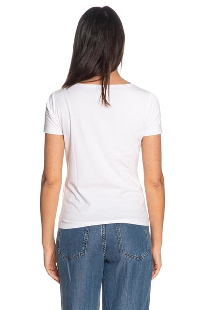 Ea7 Ea7 Kadın Bisiklet Yaka EA7 Yazı Detay Kısa Kol Dar Beyaz T-Shirt 7W000184 AF10373-U0002