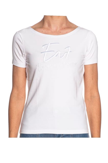 Ea7 Ea7 Kadın Bisiklet Yaka EA7 Yazı Detay Kısa Kol Dar Beyaz T-Shirt 7W000184 AF10373-U0002