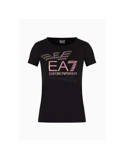 Ea7 Ea7 Kadın Dokuma Kumaş Düz Bisiklet Yaka Siyah T-Shirt 7W000182 AF10373-UC001