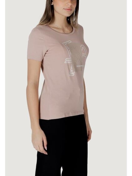Ea7 Ea7 Kadın Esnek Pamuklu Kumaş Yuvarlak Yaka EA7 Logolu Kısa Kollu Pembe T-Shirt 7W000187 AF10373-U4079