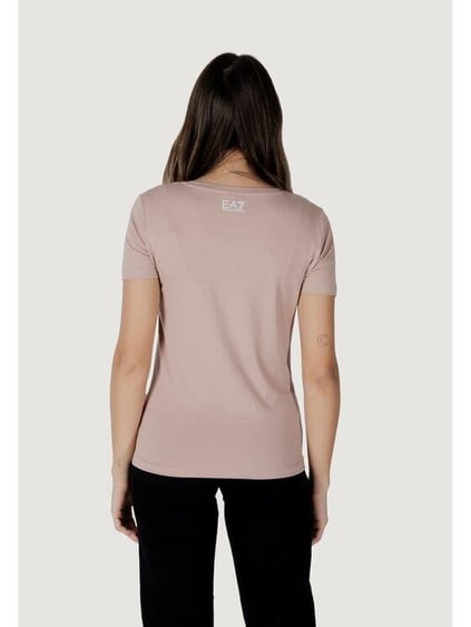 Ea7 Ea7 Kadın Esnek Pamuklu Kumaş Yuvarlak Yaka EA7 Logolu Kısa Kollu Pembe T-Shirt 7W000187 AF10373-U4079