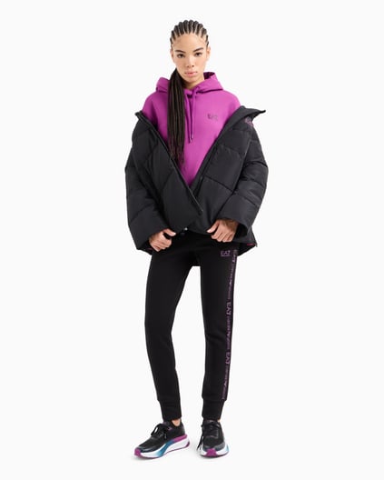 Ea7 Ea7 Kadın Kapitoneli Regular Fit Kapüşonlu Şişme Siyah Ceket 6DTB18 TN8AZ-1200