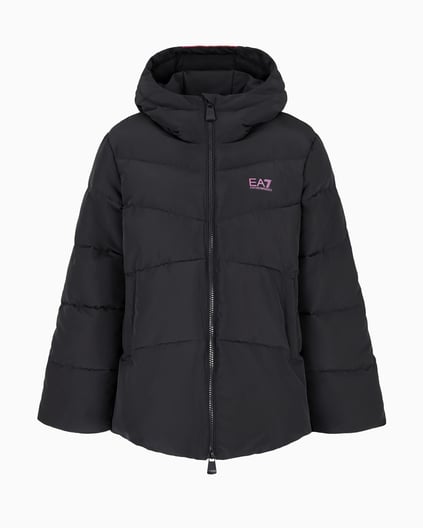 Ea7 Ea7 Kadın Kapitoneli Regular Fit Kapüşonlu Şişme Siyah Ceket 6DTB18 TN8AZ-1200