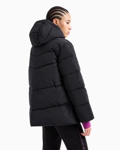 Ea7 Ea7 Kadın Kapitoneli Regular Fit Kapüşonlu Şişme Siyah Ceket 6DTB18 TN8AZ-1200