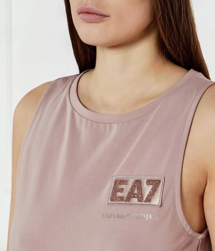 Ea7 Ea7 Kadın Normal Kesim Yuvarlak Yaka Yapay Elmas İşlemeli EA7 Logo Desenli Kolsuz Midi Boy Pembe Elbise 7W000180 AF12484-U4079