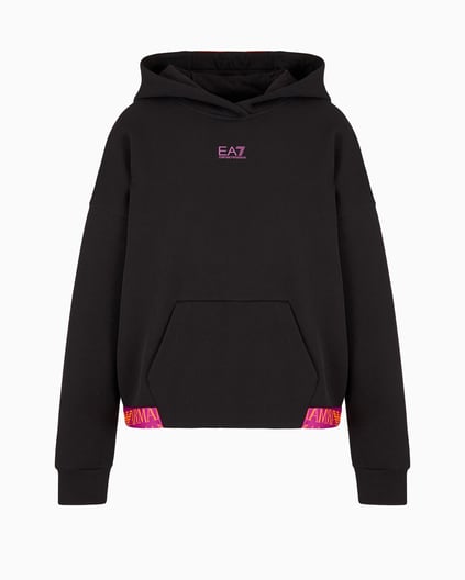 Ea7 Ea7 Kadın Pamuklu Kapüşonlu Uzun Kollu Cepli Siyah Sweatshirt 6DTM19 TJUXZ-1200
