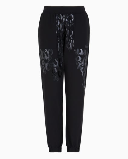 Ea7 Ea7 Kadın Regular Fit Beli ve Paçası Lastikli Grafik Baskılı Pamuklu Siyah Pantolon 7W000480 AF13135-UC001