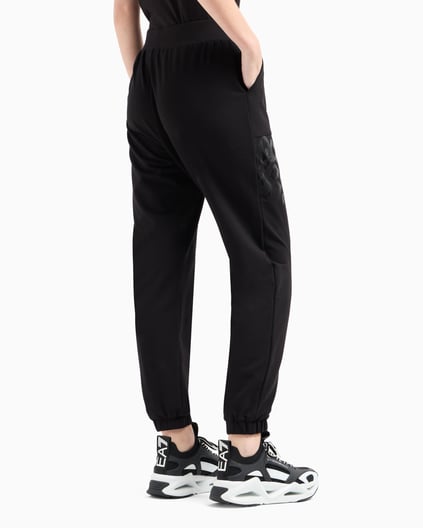 Ea7 Ea7 Kadın Regular Fit Beli ve Paçası Lastikli Grafik Baskılı Pamuklu Siyah Pantolon 7W000480 AF13135-UC001