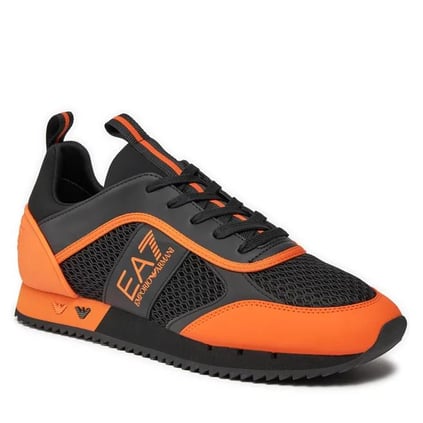 Ea7 Ea7 UNISEX Fileli Şerit Logolu Bağıcıklı Siyah-Turuncu Sneaker X8X027 XK050-T669