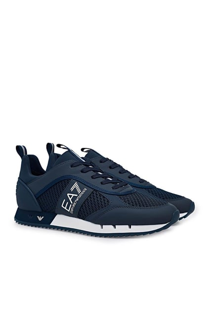Ea7 Ea7 Unısex Fileli Şerit Logolu Bağıcıklı Lacivert-Beyaz Sneaker X8X027 XK050-D813