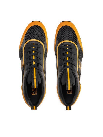 Ea7 Ea7 UNISEX Fileli Şerit Logolu Bağıcıklı Siyah-Turuncu1 Sneaker X8X027 XK050-T854