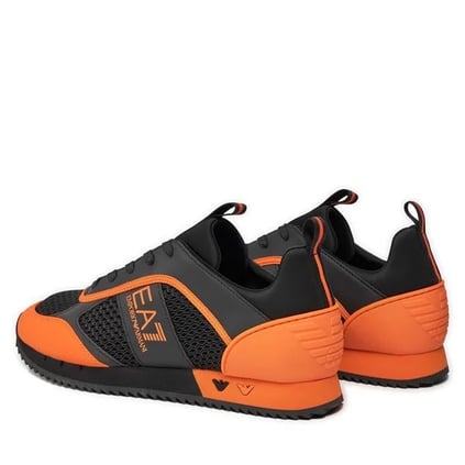 Ea7 Ea7 UNISEX Fileli Şerit Logolu Bağıcıklı Siyah-Turuncu Sneaker X8X027 XK050-T669