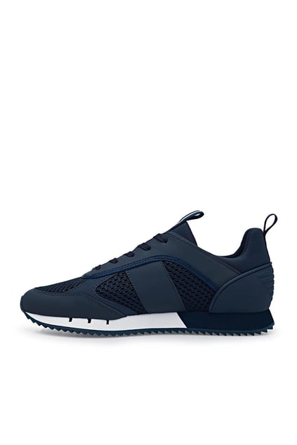 Ea7 Ea7 Unısex Fileli Şerit Logolu Bağıcıklı Lacivert-Beyaz Sneaker X8X027 XK050-D813