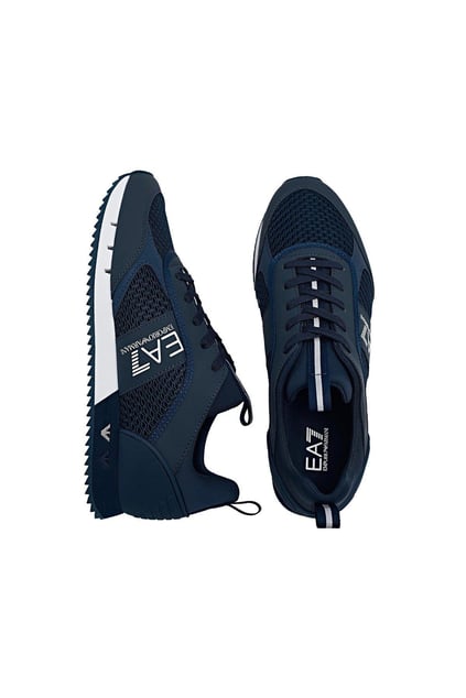 Ea7 Ea7 Unısex Fileli Şerit Logolu Bağıcıklı Lacivert-Beyaz Sneaker X8X027 XK050-D813