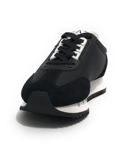 EA7 Ea7 Unısex Kalın Rahat Taban Logo Desenli Süet Detaylı Siyah-Beyaz Sneaker 7X000541 AF18609-MZ175