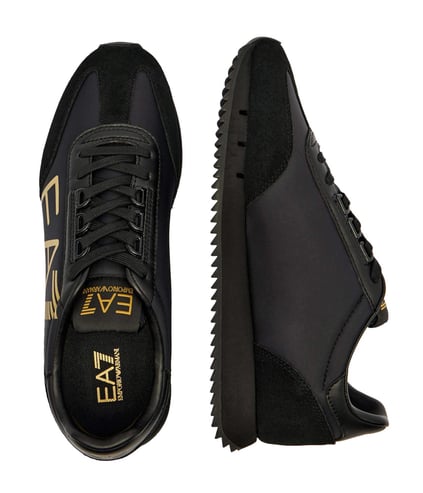 EA7 Ea7 Unısex Kalın Rahat Taban Logo Desenli Süet Detaylı Siyah Sneaker 7X000541 AF18609-MZ177
