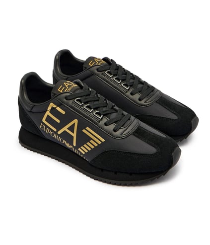 EA7 Ea7 Unısex Kalın Rahat Taban Logo Desenli Süet Detaylı Siyah Sneaker 7X000541 AF18609-MZ177