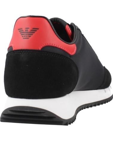 EA7 Ea7 Unısex Kalın Rahat Taban Logo Desenli Süet Detaylı Siyah-Kırmızı Sneaker 7X000541 AF18609-MZ330
