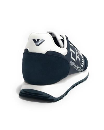 EA7 Ea7 Unısex Kalın Rahat Taban Logo Desenli Süet Detaylı Lacivert-Beyaz Sneaker 7X000541 AF18609-MB198