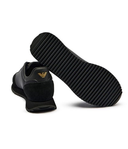 EA7 Ea7 Unısex Kalın Rahat Taban Logo Desenli Süet Detaylı Siyah Sneaker 7X000541 AF18609-MZ177