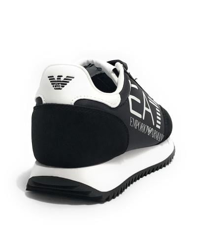 EA7 Ea7 Unısex Kalın Rahat Taban Logo Desenli Süet Detaylı Siyah-Beyaz Sneaker 7X000541 AF18609-MZ175