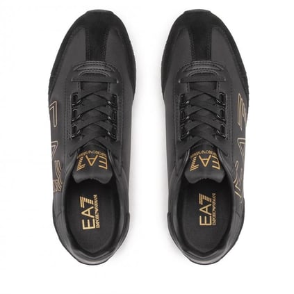 Ea7 Ea7 UNISEX Marka Logolu Rahat Taban Bağıcıklı Siyah-Altın Sneaker X8X101 XK257-M701