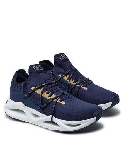 Ea7 Ea7 Unısex Yüksek Taban Bağcıklı Rahat Siyah-Altın Sneaker X8X087 XK227-U043