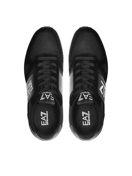 Ea7 Ea7 UNISEX Yuvarlak Burunlu Fileli Kumaş Logolu Siyah Sneaker X8X151 XK354-A120