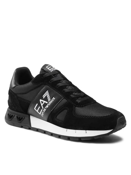 Ea7 Ea7 UNISEX Yuvarlak Burunlu Fileli Kumaş Logolu Siyah Sneaker X8X151 XK354-A120