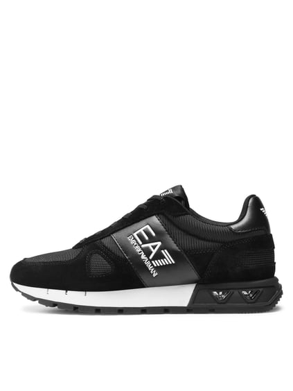 Ea7 Ea7 UNISEX Yuvarlak Burunlu Fileli Kumaş Logolu Siyah Sneaker X8X151 XK354-A120