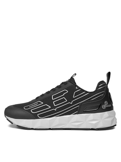 Ea7 Ea7 UNISEX Yuvarlak Burunlu Fileli Kumaş Logolu Siyah1 Sneaker X8X154 XK357-K716
