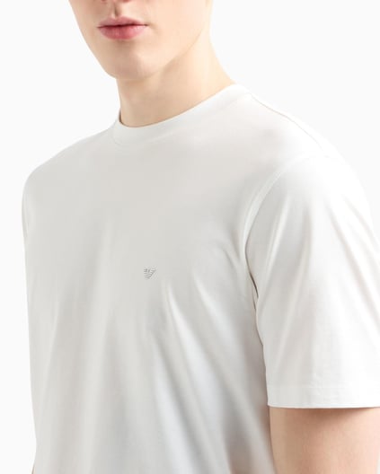 EMPORIO ARMANI Emporıo Armani Erkek %100 Pamuklu Regular Fit Yuvarlak Yakalı Kısa Kollu Beyaz T-Shirt EM000983 AF13669-U0003