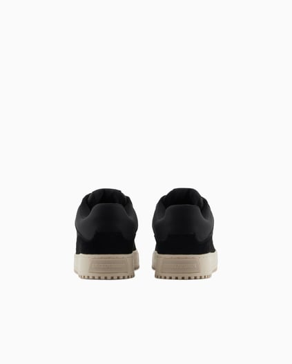 EMPORIO ARMANI Emporıo Armani Erkek %100 Sığır Derisi Logo Baskılı Süet Detaylı Siyah Sneaker X4X636 XR329-Q781