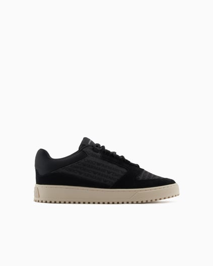 EMPORIO ARMANI Emporıo Armani Erkek %100 Sığır Derisi Logo Baskılı Süet Detaylı Siyah Sneaker X4X636 XR329-Q781