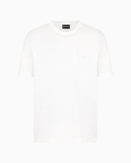 EMPORIO ARMANI Emporıo Armani Erkek %100 Pamuklu Regular Fit Yuvarlak Yakalı Kısa Kollu Beyaz T-Shirt EM000983 AF13669-U0003