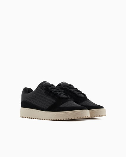 EMPORIO ARMANI Emporıo Armani Erkek %100 Sığır Derisi Logo Baskılı Süet Detaylı Siyah Sneaker X4X636 XR329-Q781