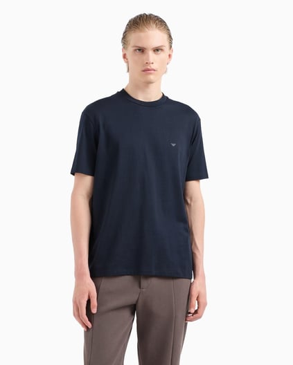 EMPORIO ARMANI Emporıo Armani Erkek %100 Pamuklu Regular Fit Yuvarlak Yakalı Kısa Kollu Lacivert T-Shirt EM000983 AF13669-UB118