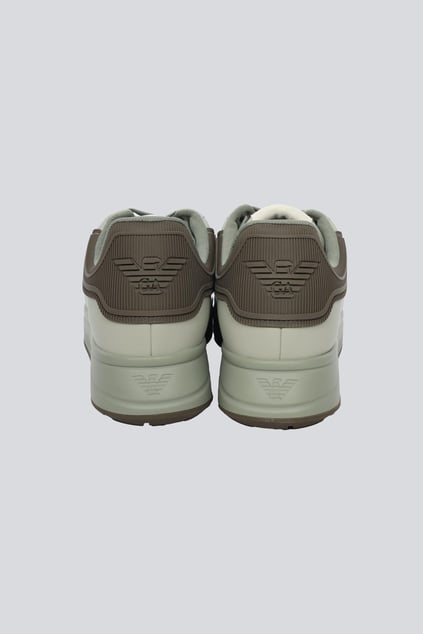 EMPORIO ARMANI Emporıo Armani Erkek %100 Deri Marka Logolu Haki Sneaker X4X264 XN001-U553