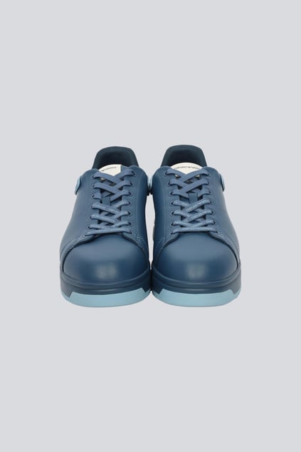 EMPORIO ARMANI Emporıo Armani Erkek %100 Deri Marka Logolu Lacivert Sneaker X4X264 XN001-U554