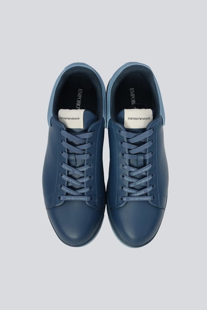 EMPORIO ARMANI Emporıo Armani Erkek %100 Deri Marka Logolu Lacivert Sneaker X4X264 XN001-U554