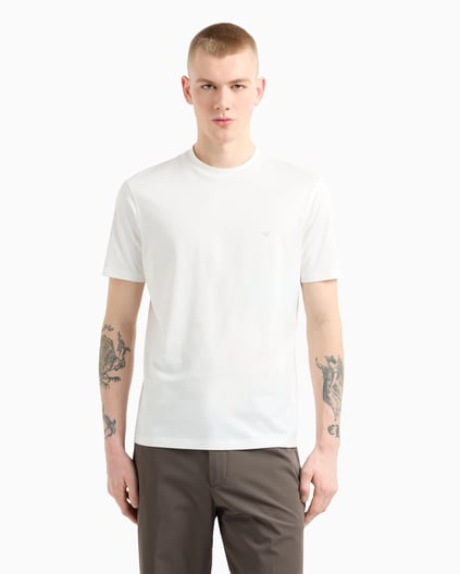 EMPORIO ARMANI Emporıo Armani Erkek %100 Pamuklu Regular Fit Yuvarlak Yakalı Kısa Kollu Beyaz T-Shirt EM000983 AF13669-U0003