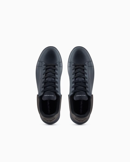 EMPORIO ARMANI Emporıo Armani Erkek Bağlamalı Orta Kalın Taban Deri Siyah Sneaker EM003663 AF18212-MC069