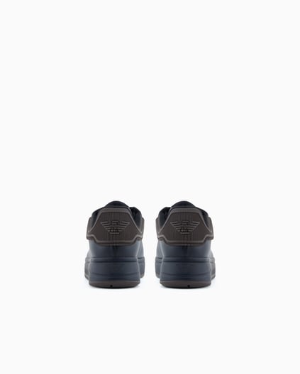 EMPORIO ARMANI Emporıo Armani Erkek Bağlamalı Orta Kalın Taban Deri Siyah Sneaker EM003663 AF18212-MC069